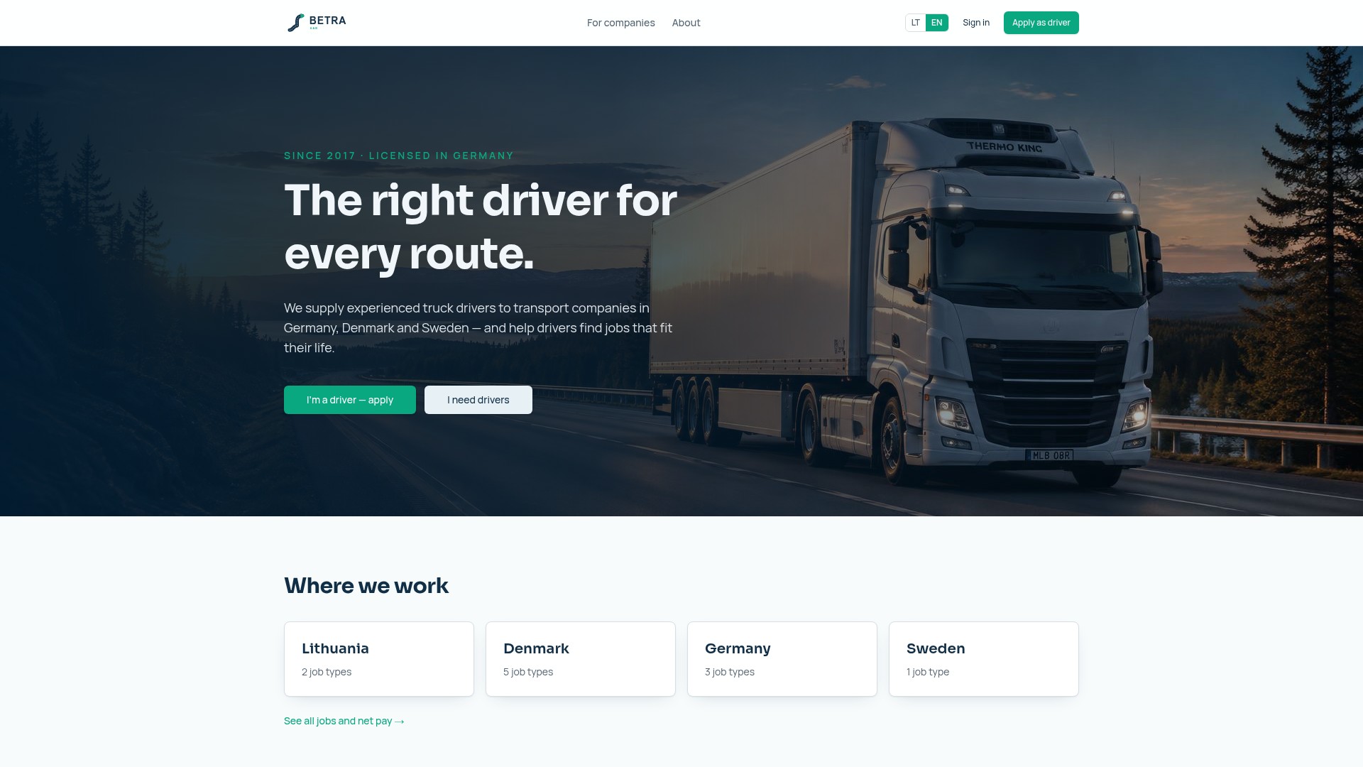 betradrivers.com website screenshot