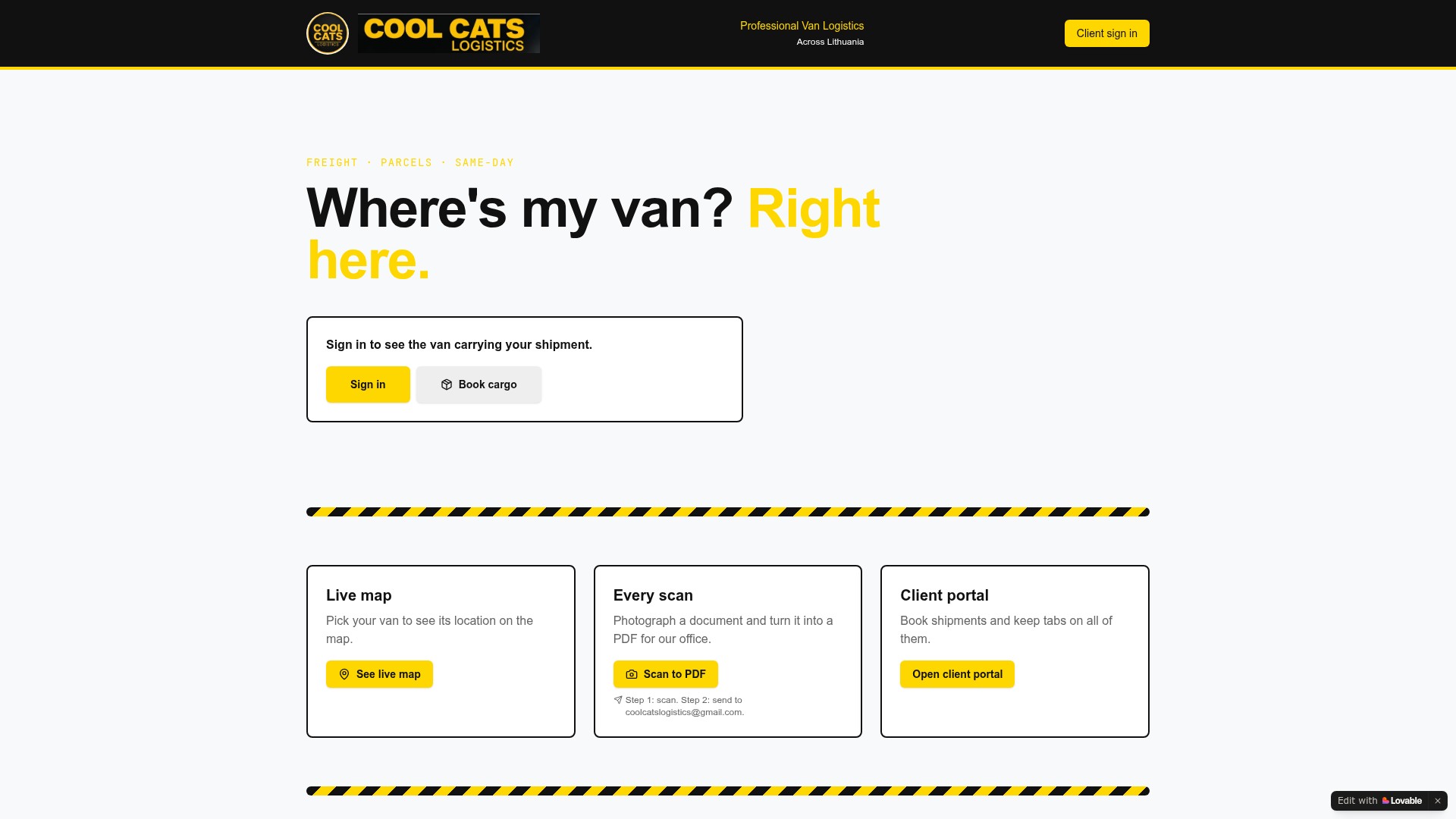 coolcatslogistics.com website screenshot